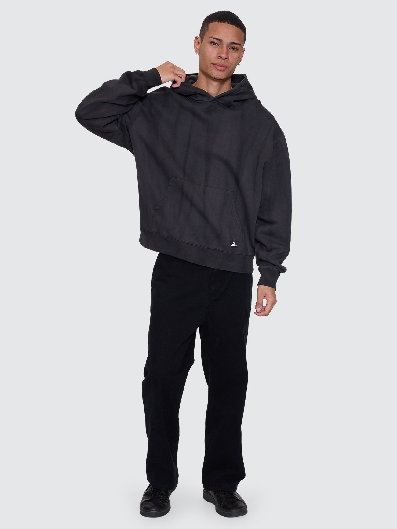 Thrills Co Arts & Industrial Slouch Pull On Cropped Hood - Sunfade Bleach Dark Charcoal in Sunfade Bleach Dark Charcoal