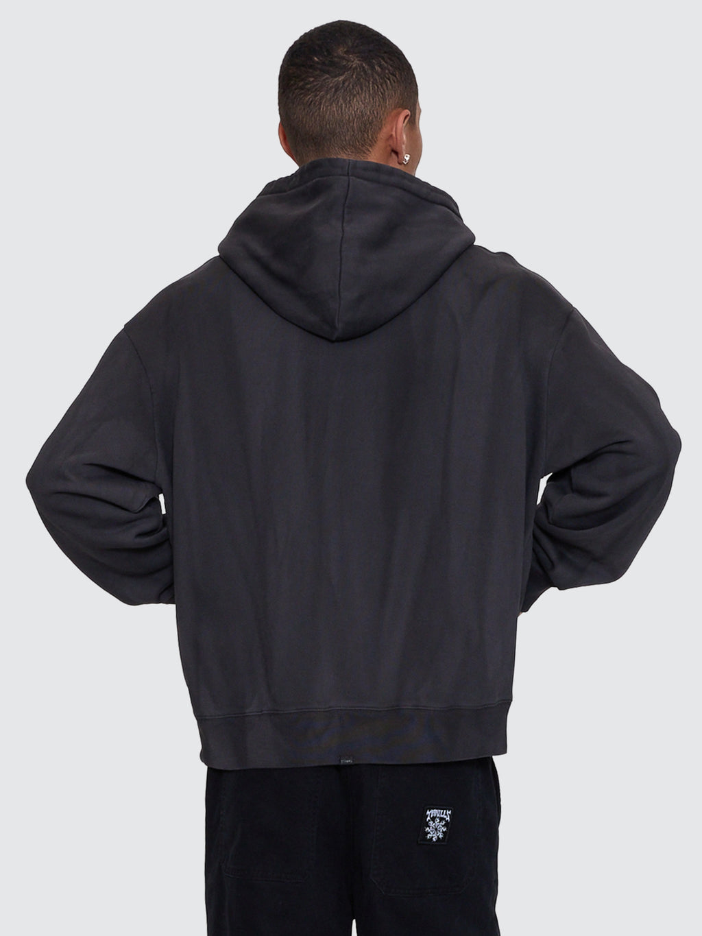 Thrills Co Arts & Industrial Slouch Pull On Cropped Hood - Sunfade Bleach Dark Charcoal in Sunfade Bleach Dark Charcoal