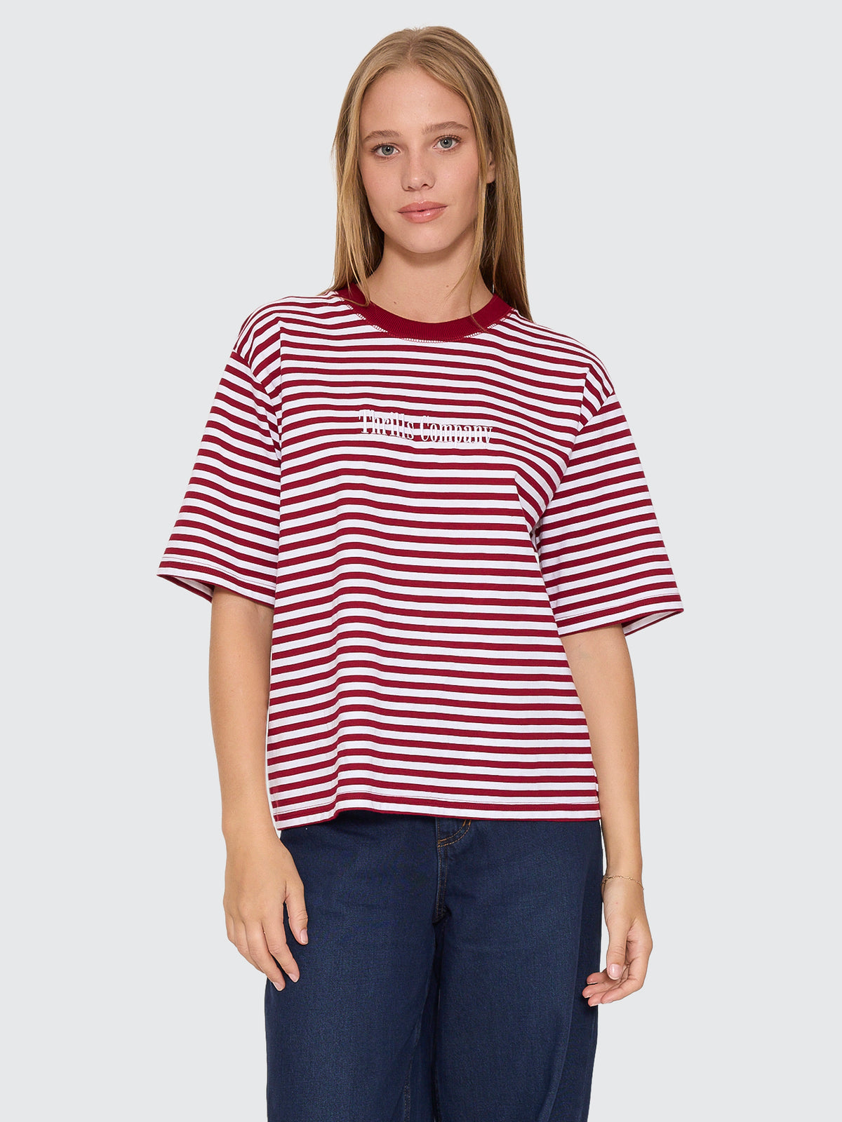 Thrills Co Primitive Stripe Square Tee - Sour Cherry Stripe in Sour Cherry Stripe