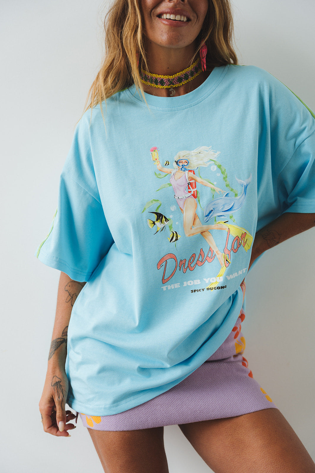 Spicy Dugong Dress For The Job You Want Tee in BLUE in Single