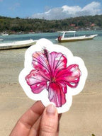 Trevena & Co Hibiscus Flower Watercolour Vinyl Sticker in Single