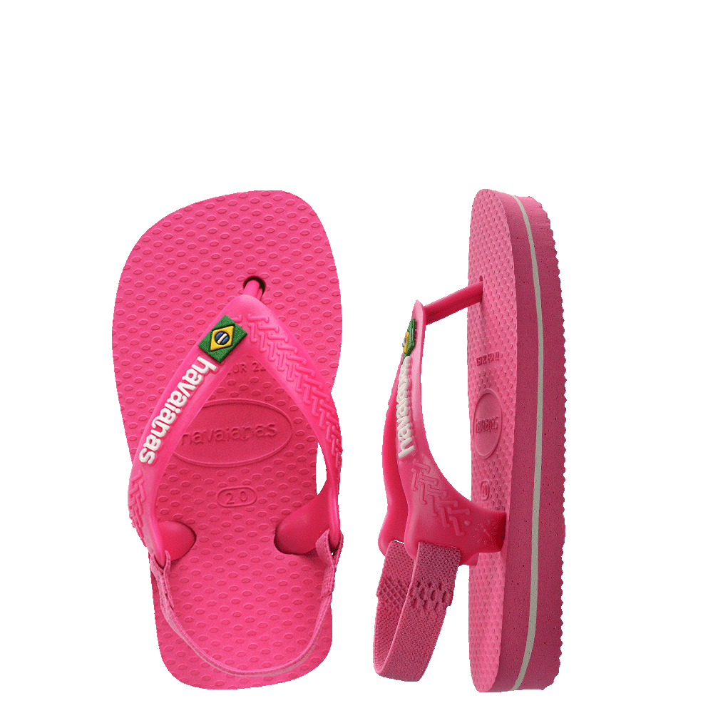 Havaianas Baby Brasil Logo Pink Flux/White in White