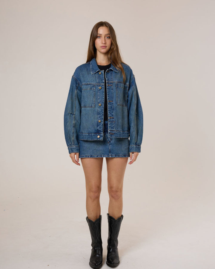 Thrills Bailey Jacket - Vanish Mid Blue in Vanish Mid Blue