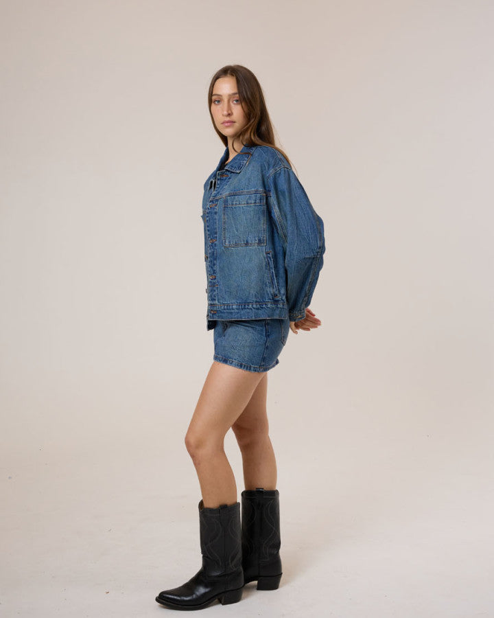 Thrills Bailey Jacket - Vanish Mid Blue in Vanish Mid Blue