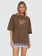 Thrills Co Banner Of Strength Oversized Tee - Cocoa in Cocoa