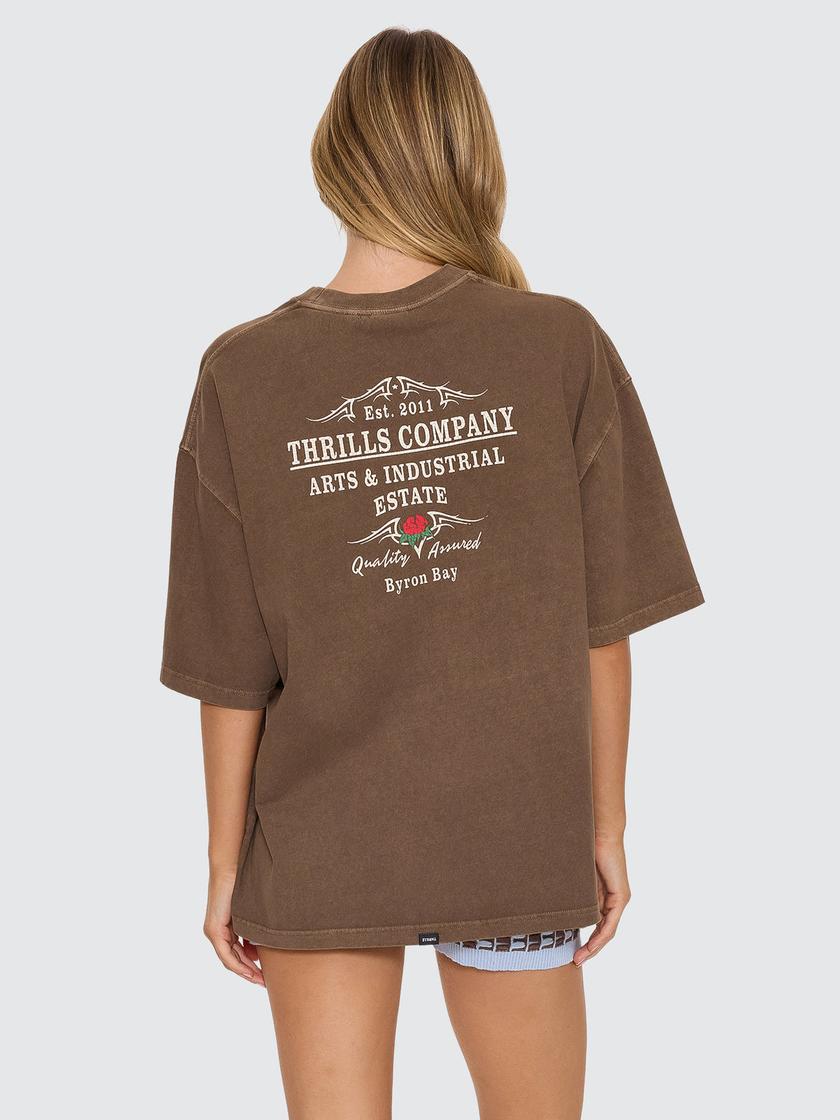 Thrills Co Banner Of Strength Oversized Tee - Cocoa in Cocoa