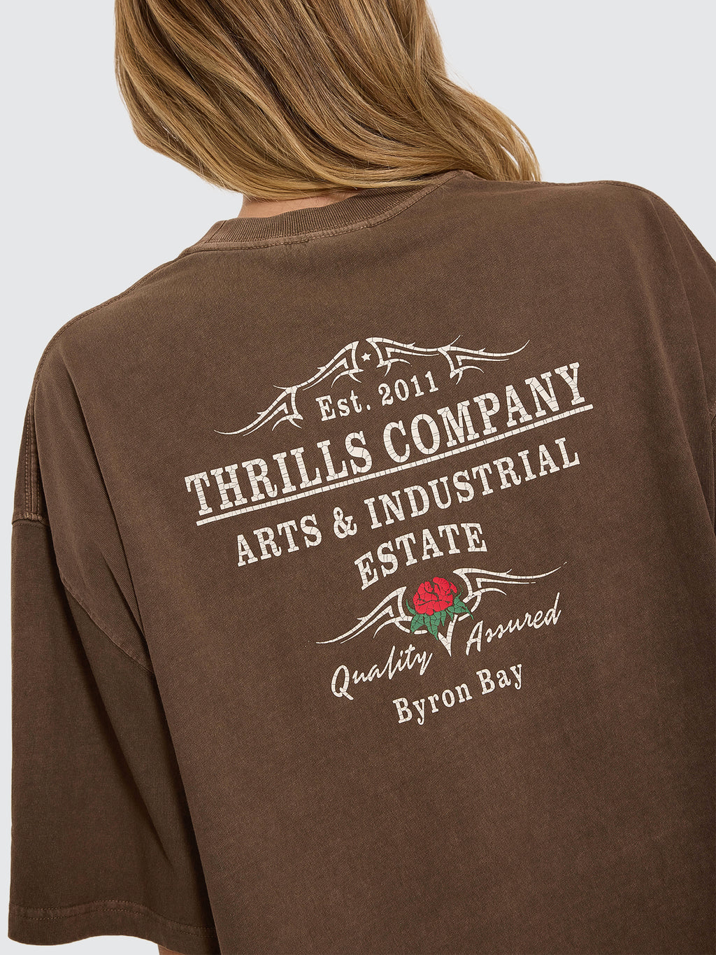 Thrills Co Banner Of Strength Oversized Tee - Cocoa in Cocoa