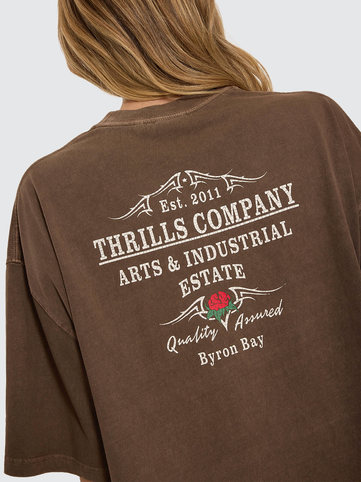 Thrills Co Banner Of Strength Oversized Tee - Cocoa in Cocoa