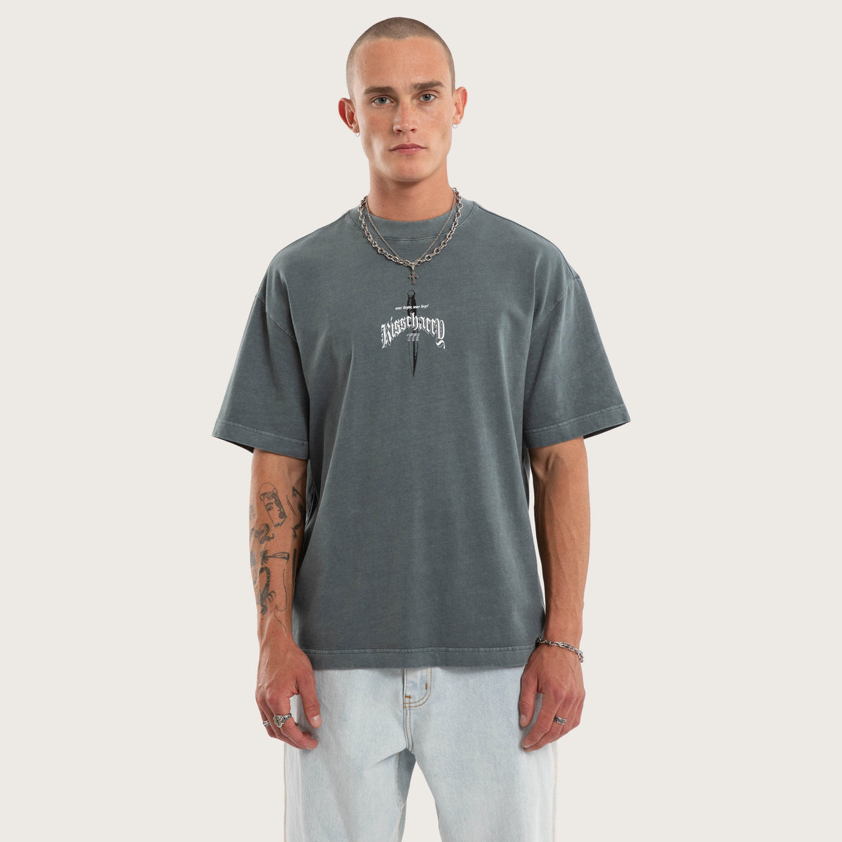 Kiss Chacey Bowie Street Tee in Dark Slate