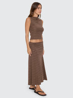 Thrills Co Best Of Luck Sienna Midi Skirt - Cocoa in Cocoa