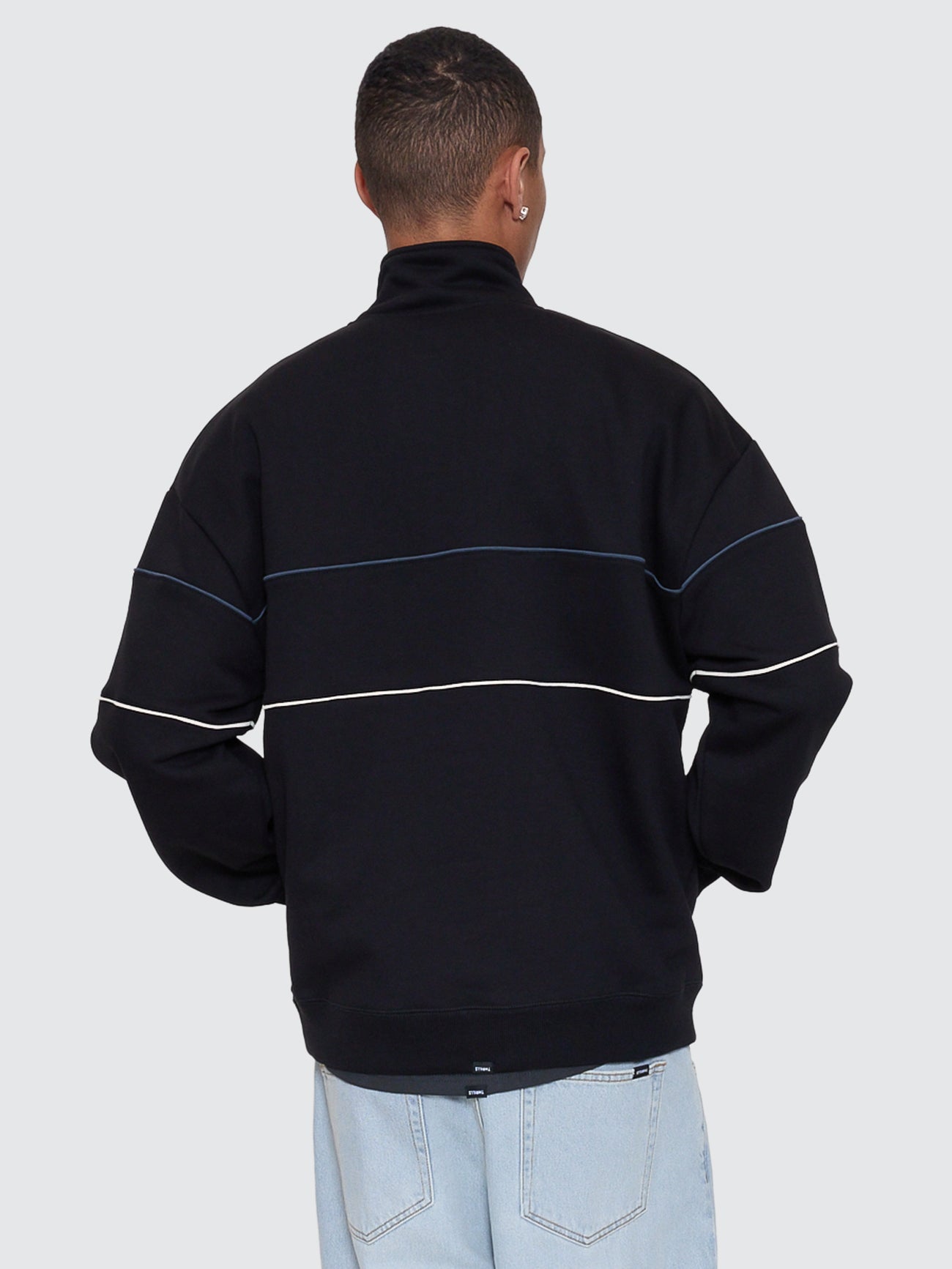 Thrills Co Between Chaos & Calm Quarter Zip Fleece - Black in Black