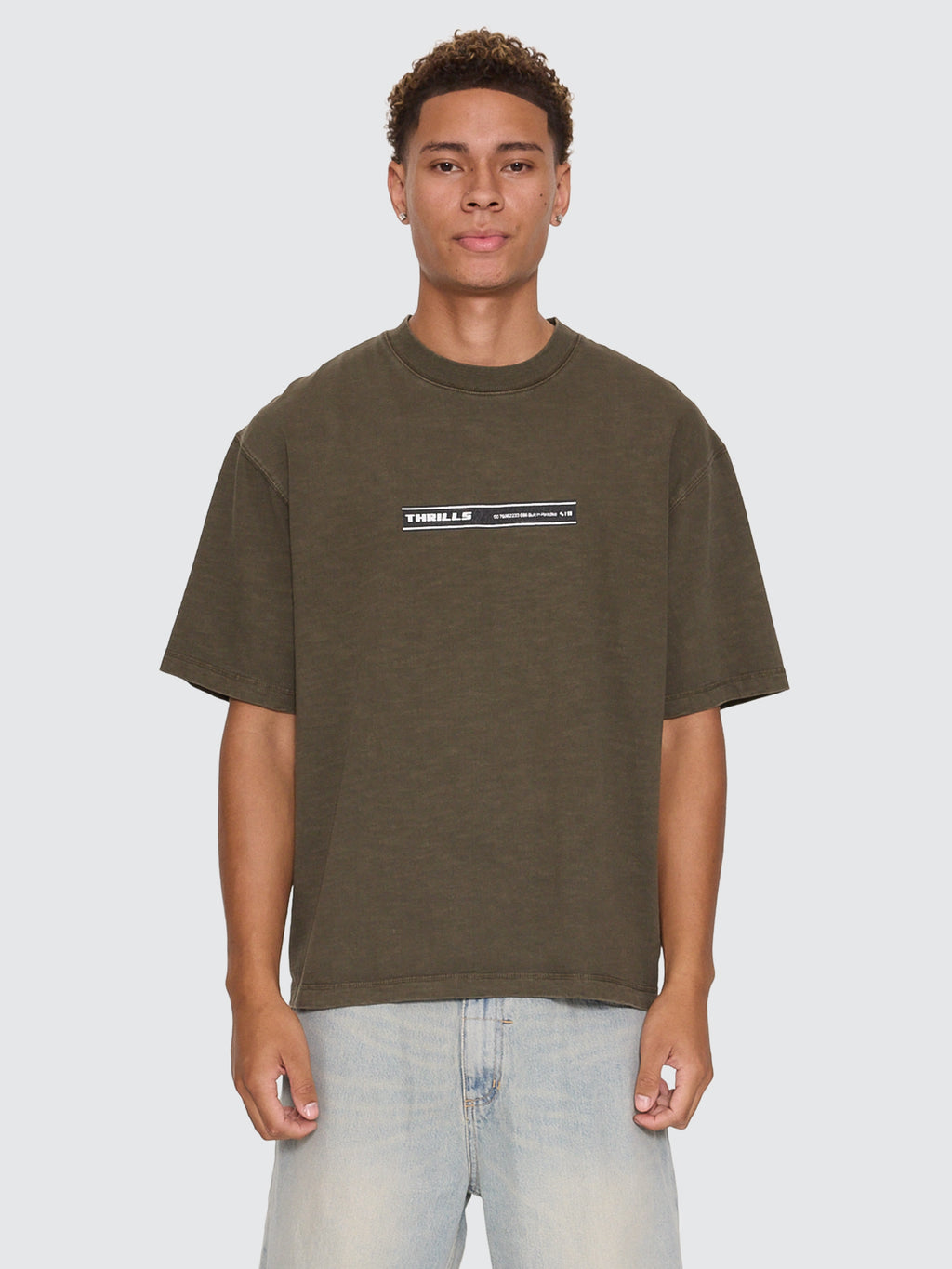 Thrills Co Paradise Built Oversize Box Crop Tee - Olive Night in Olive Night