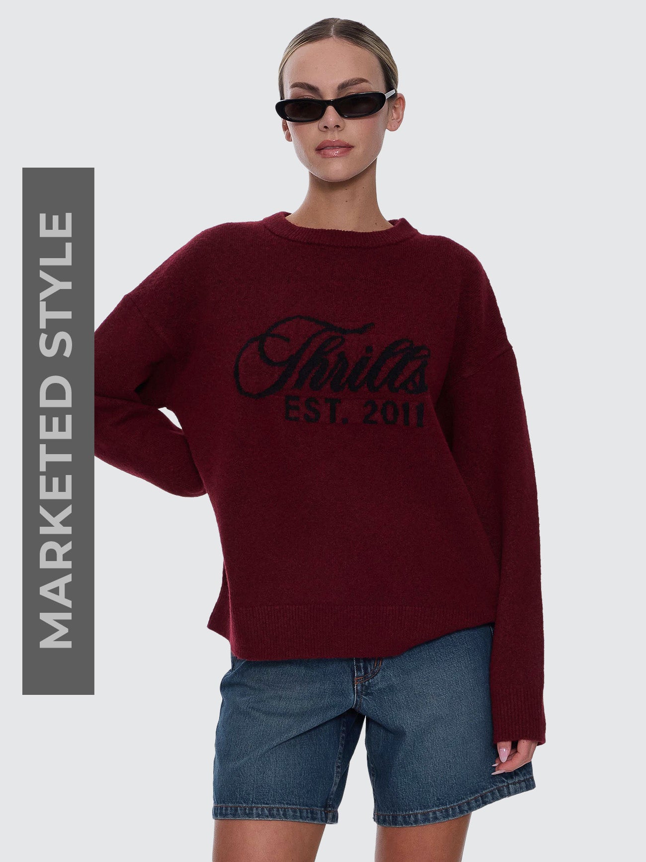 Thrills Co Bloodlines Knit Sweater - New Maroon in New Maroon