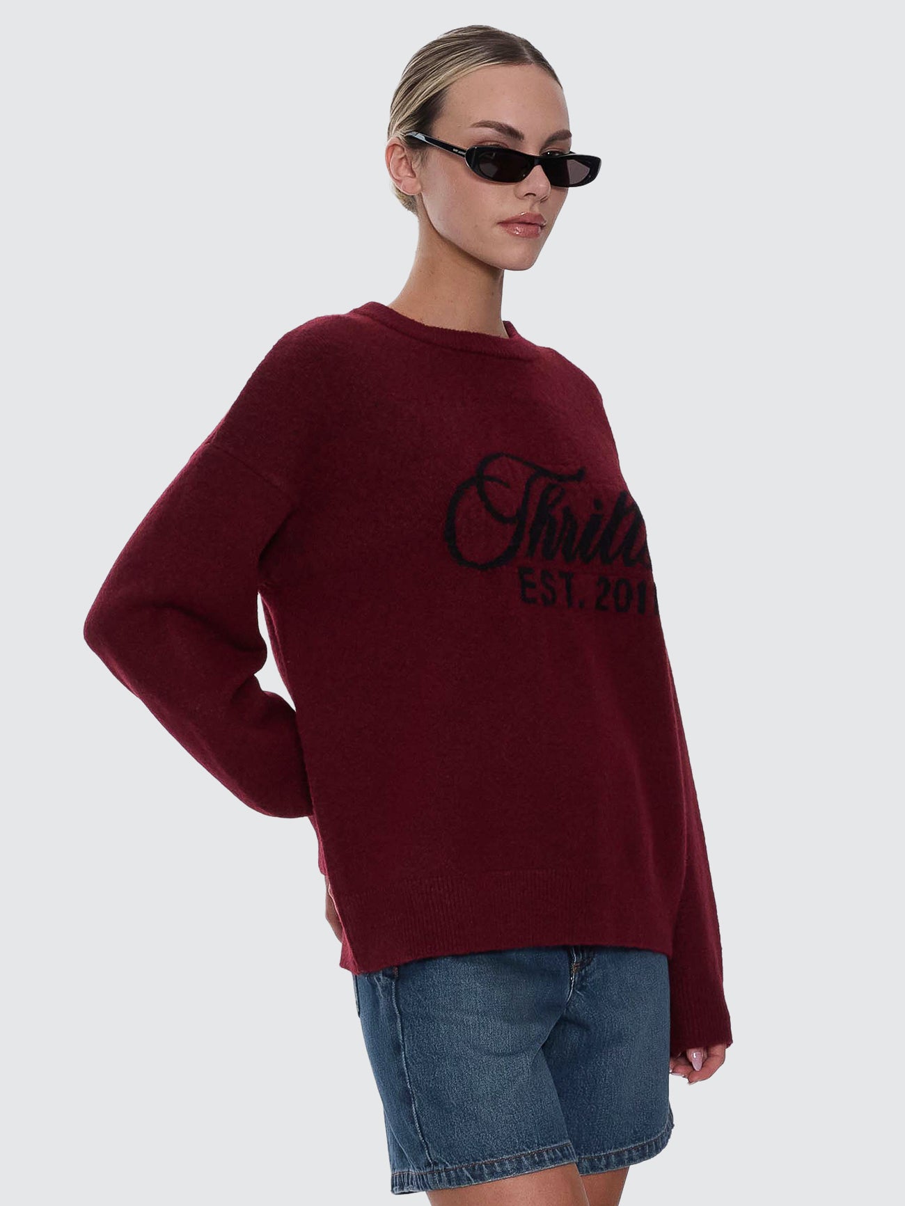 Thrills Co Bloodlines Knit Sweater - New Maroon in New Maroon