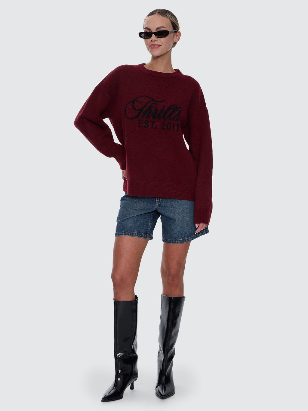 Thrills Co Bloodlines Knit Sweater - New Maroon in New Maroon