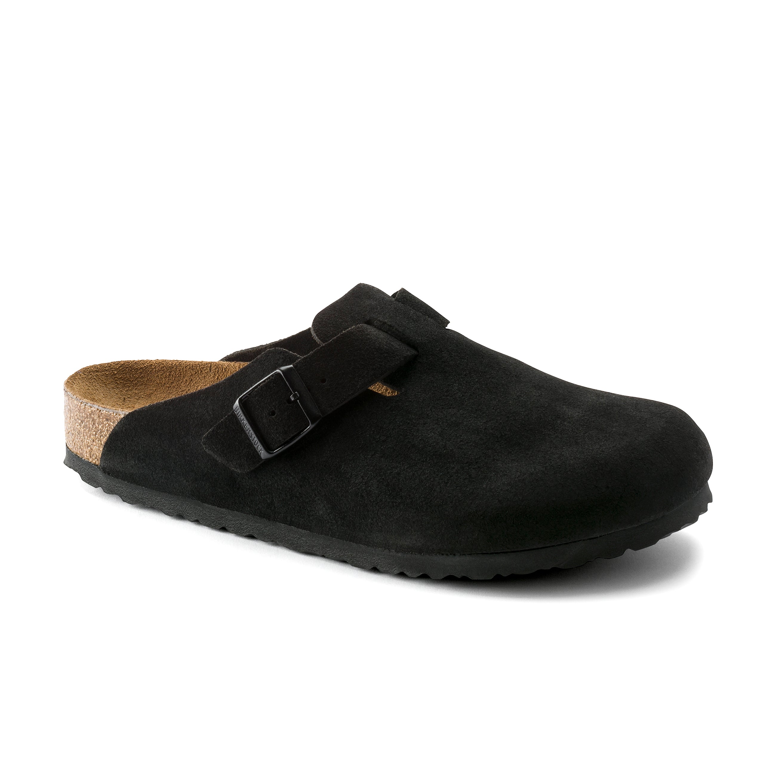 Birkenstock Boston Sfb Black Suede Leather Regular in Boston Sfb Black