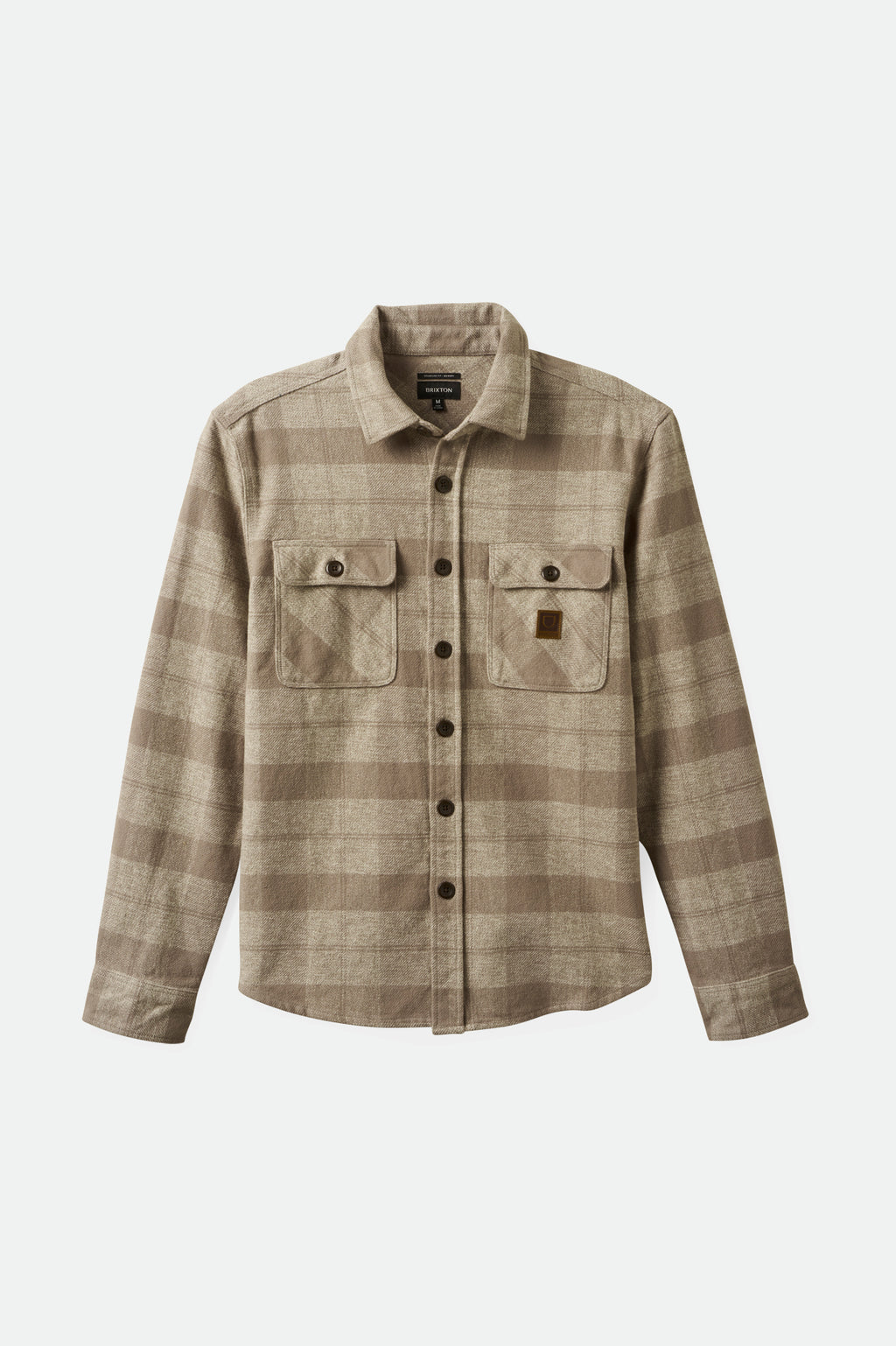 Brixton Bowery Heavy Weight L/S Flanne in OFF WHITE/CINDER GREY