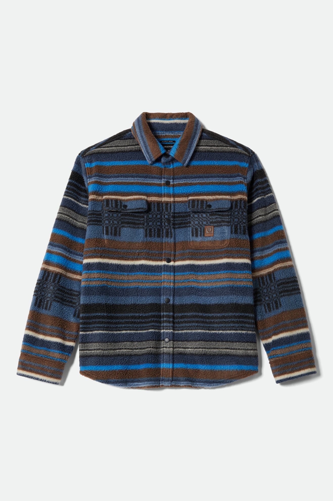 Brixton Bowery L/S Arctic Stretch Flee in MOOD INDIGO BLANKET STRIPE