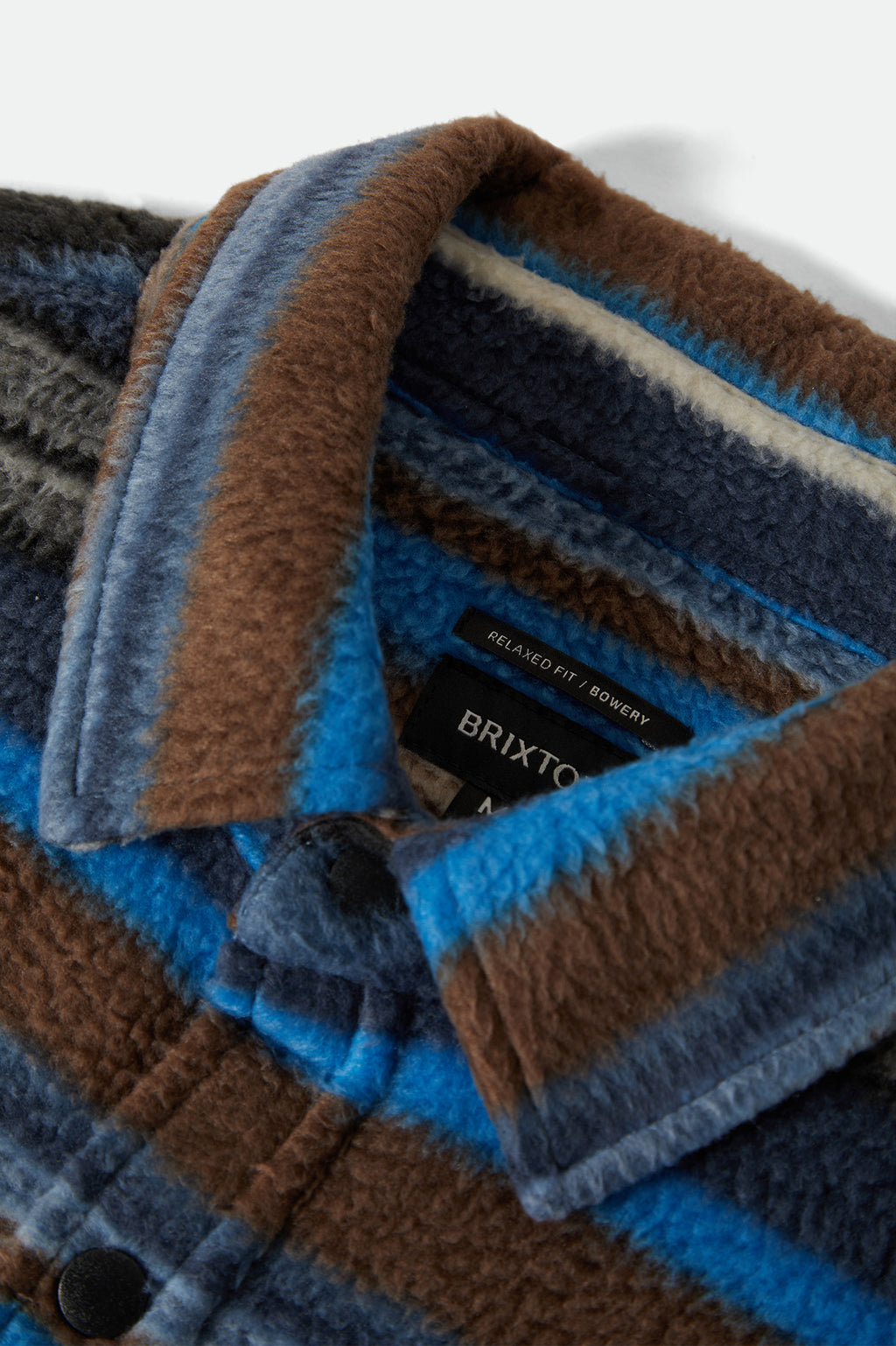 Brixton Bowery L/S Arctic Stretch Flee in MOOD INDIGO BLANKET STRIPE