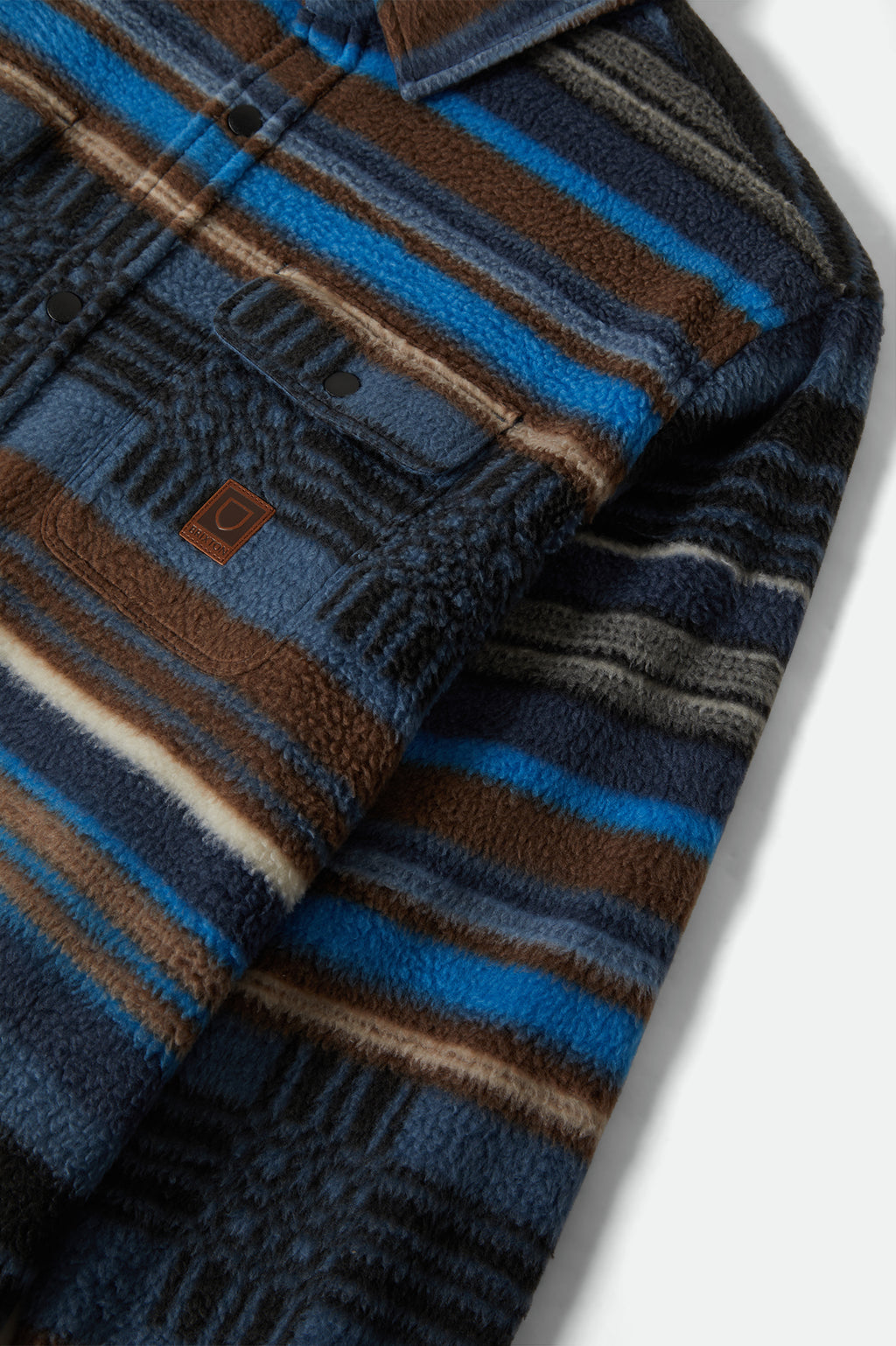 Brixton Bowery L/S Arctic Stretch Flee in MOOD INDIGO BLANKET STRIPE