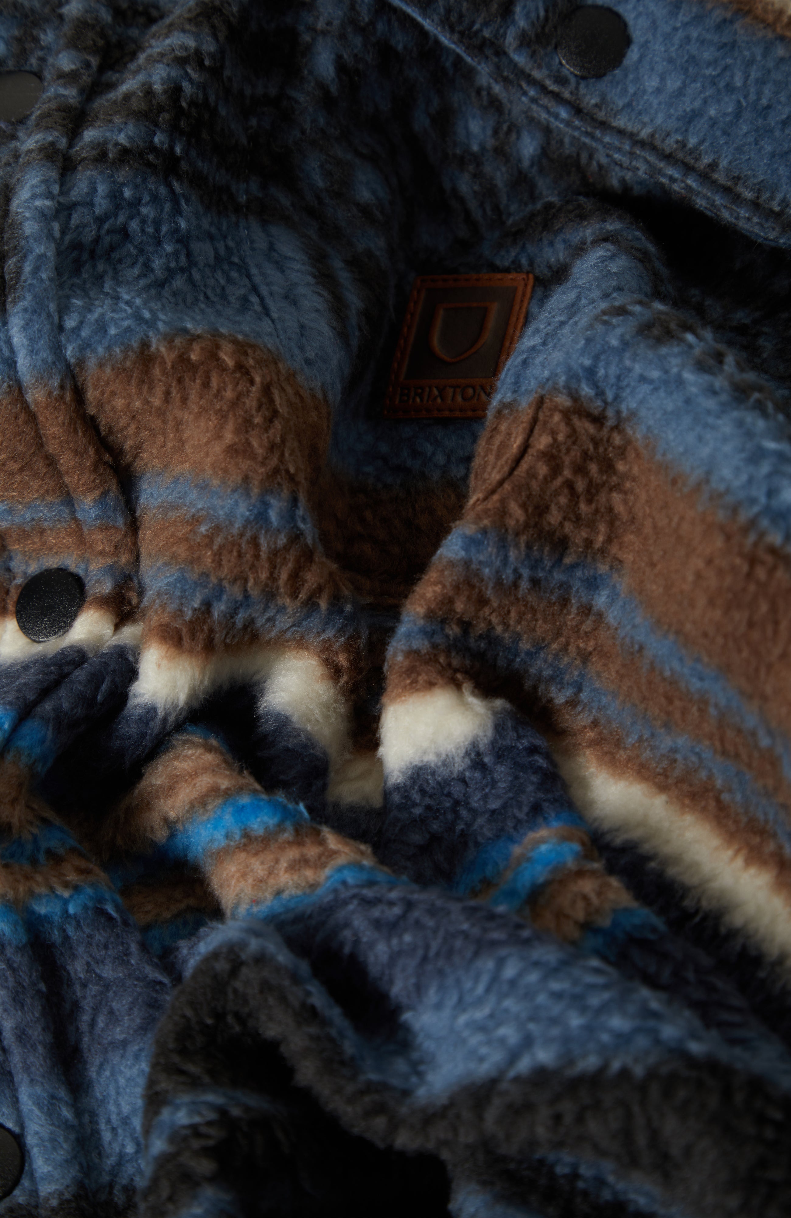 Brixton Bowery L/S Arctic Stretch Flee in MOOD INDIGO BLANKET STRIPE