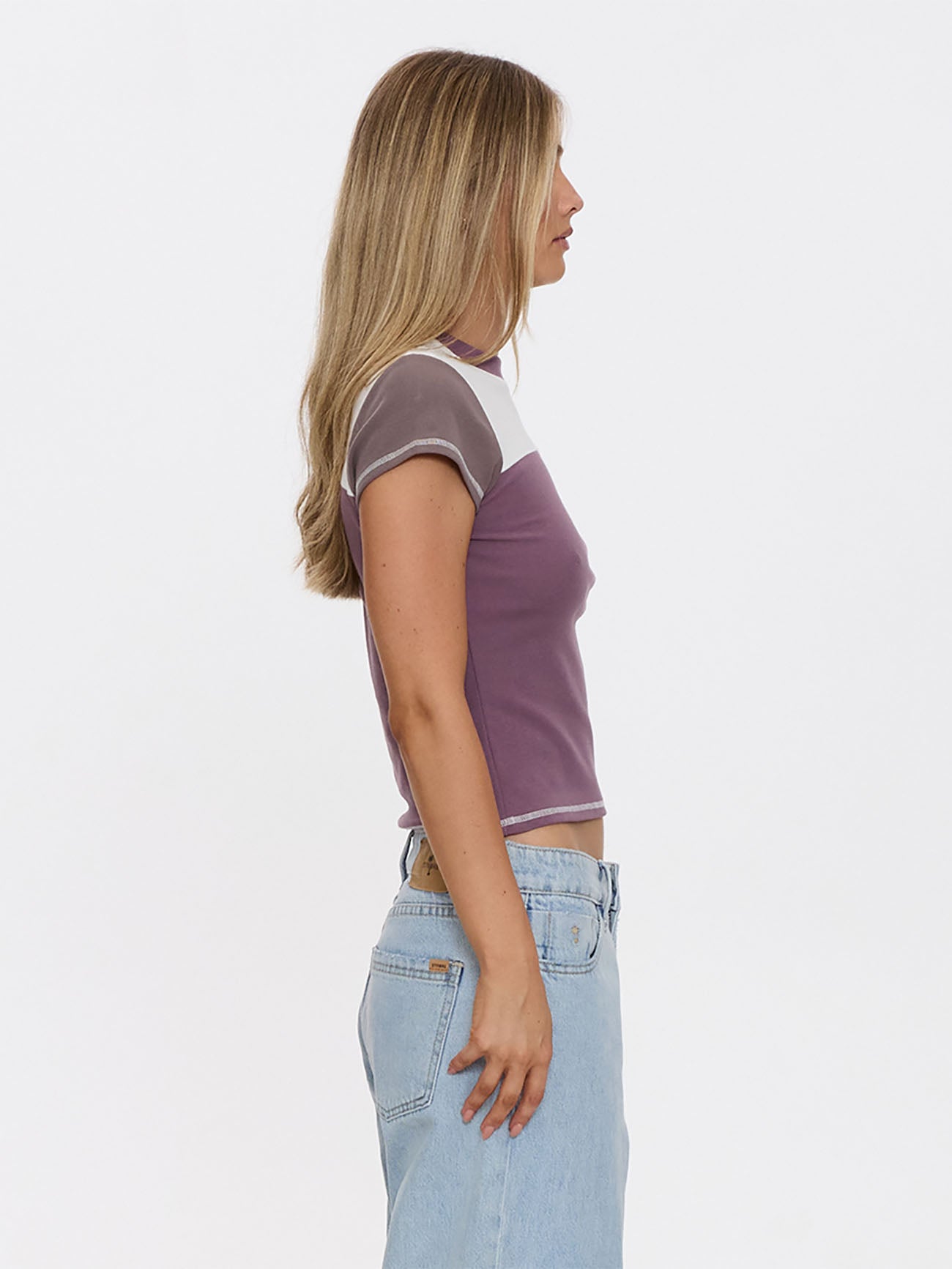 Thrills Co Break Point Panelled Club Tee - Vintage Mauve in Vintage Mauve