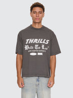 Thrills Co Built To Last Oversize Box Crop Tee - Merch Black in Merch Black