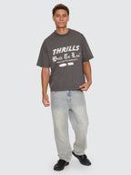Thrills Co Built To Last Oversize Box Crop Tee - Merch Black in Merch Black