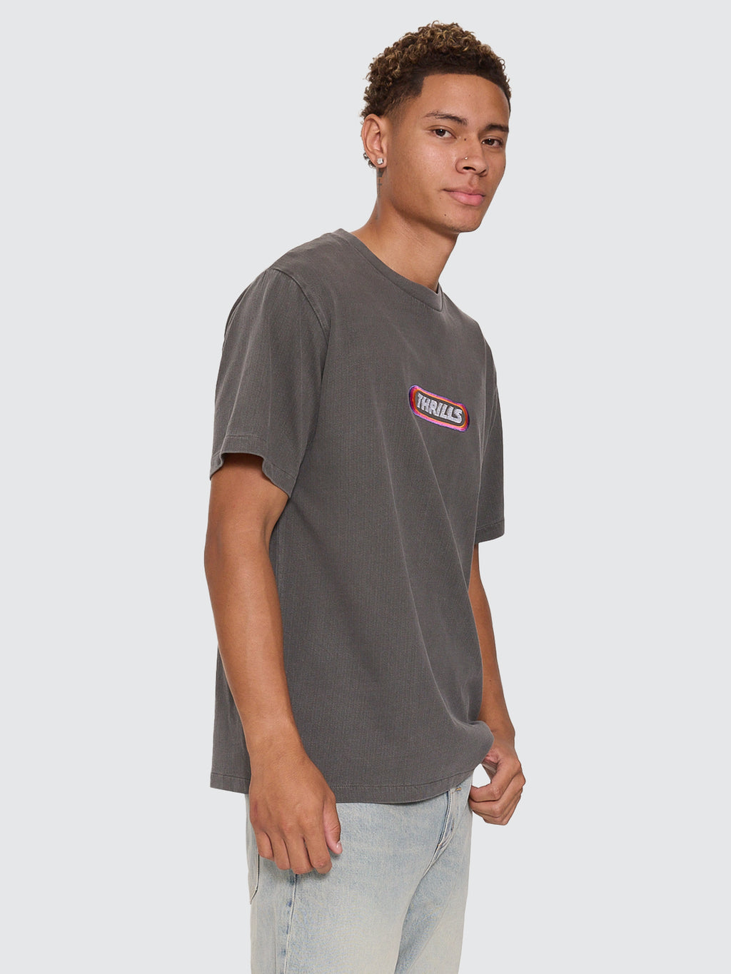Thrills Co Built To Win Embro Merch Tee - Marble Black in Marble Black