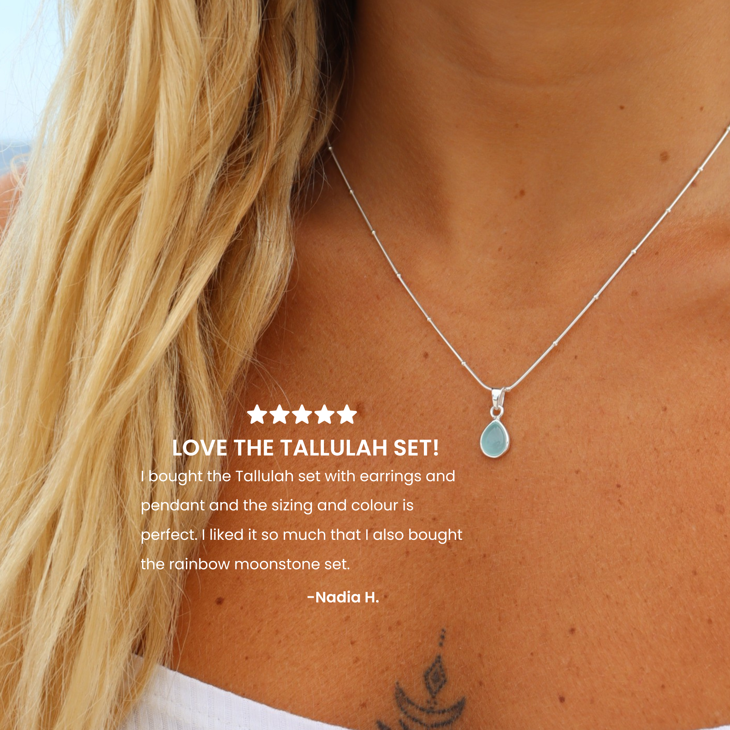 MiKi Jewellery Tallulah Chalcedony Silver Necklace in 41cm