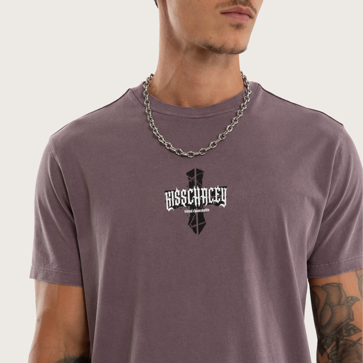 Kiss Chacey Arcane Dual Curved Tee in Pigment Flint
