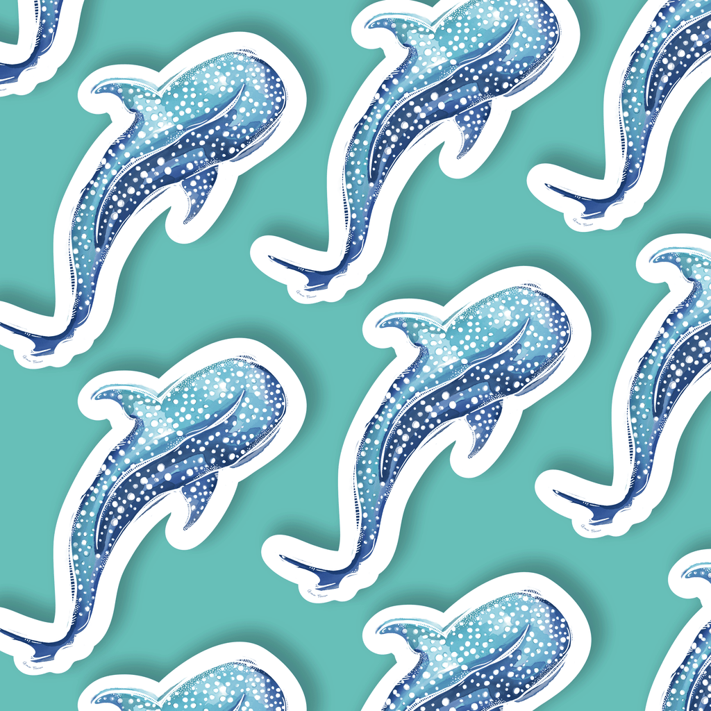 Trevena & Co Whale Shark Watercolour Vinyl Sticker in Single