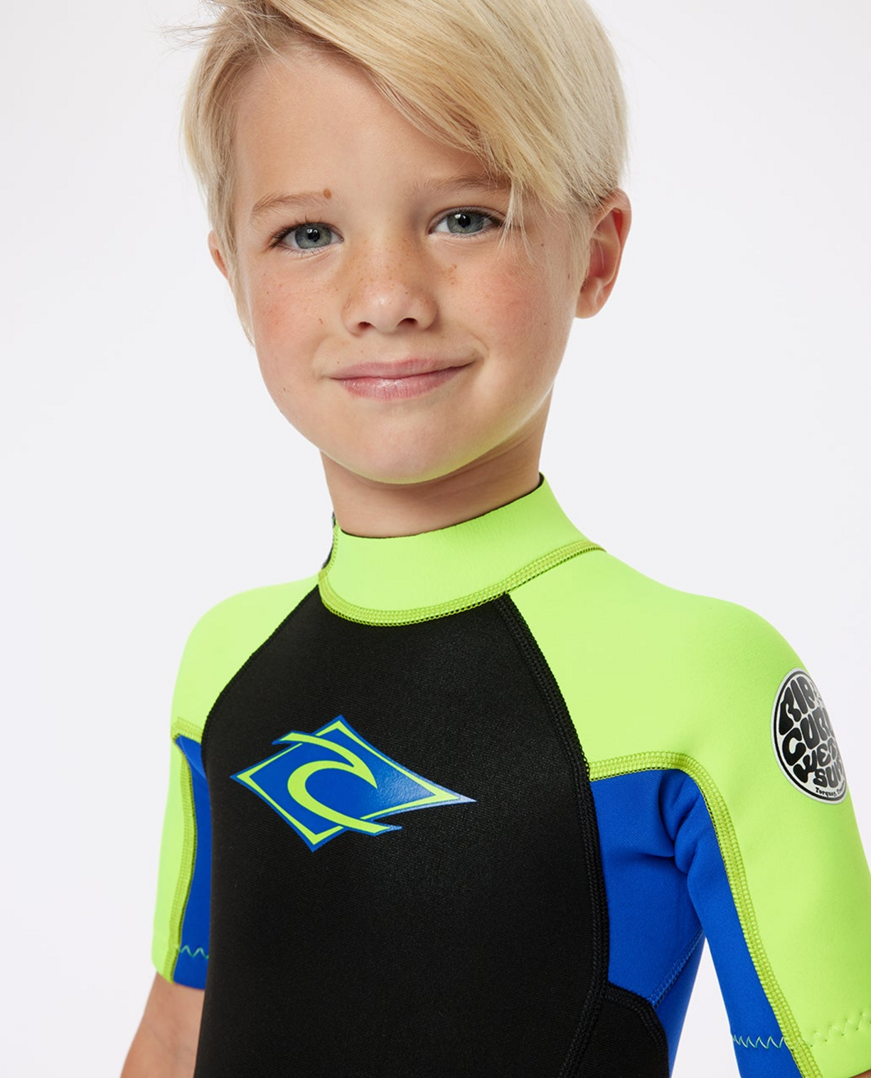 Rip Curl Groms Omega Back Zip Springsuit Wetsuit in Lemon