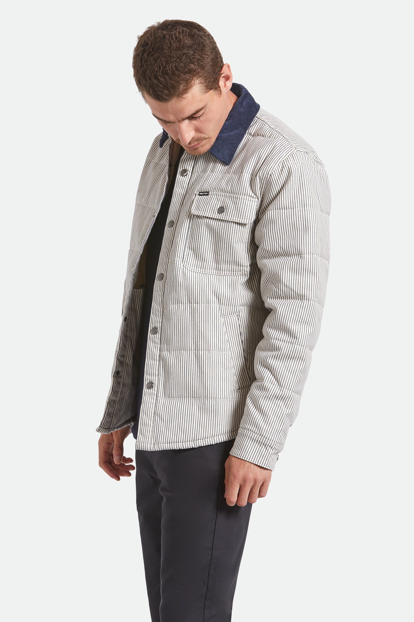 Brixton Cass Jacket in WHITECAP/MOOD INDIGO HICKORY S