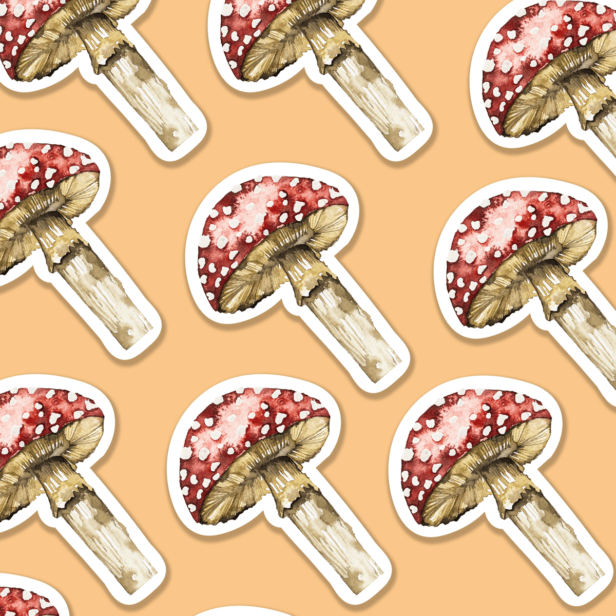 Trevena & Co Mushroom Watercolour Vinyl Sticker in Single