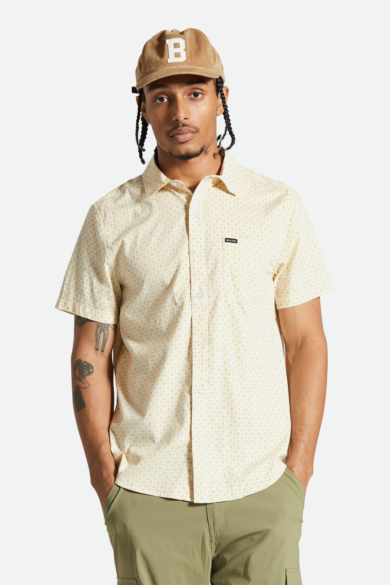 Brixton Charter Print S/S Wvn in WHITECAP MICRO