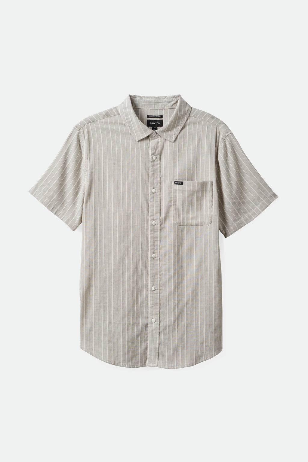 Brixton Charter Stripe S/S Wvn in OFF WHITE/CINDER GREY