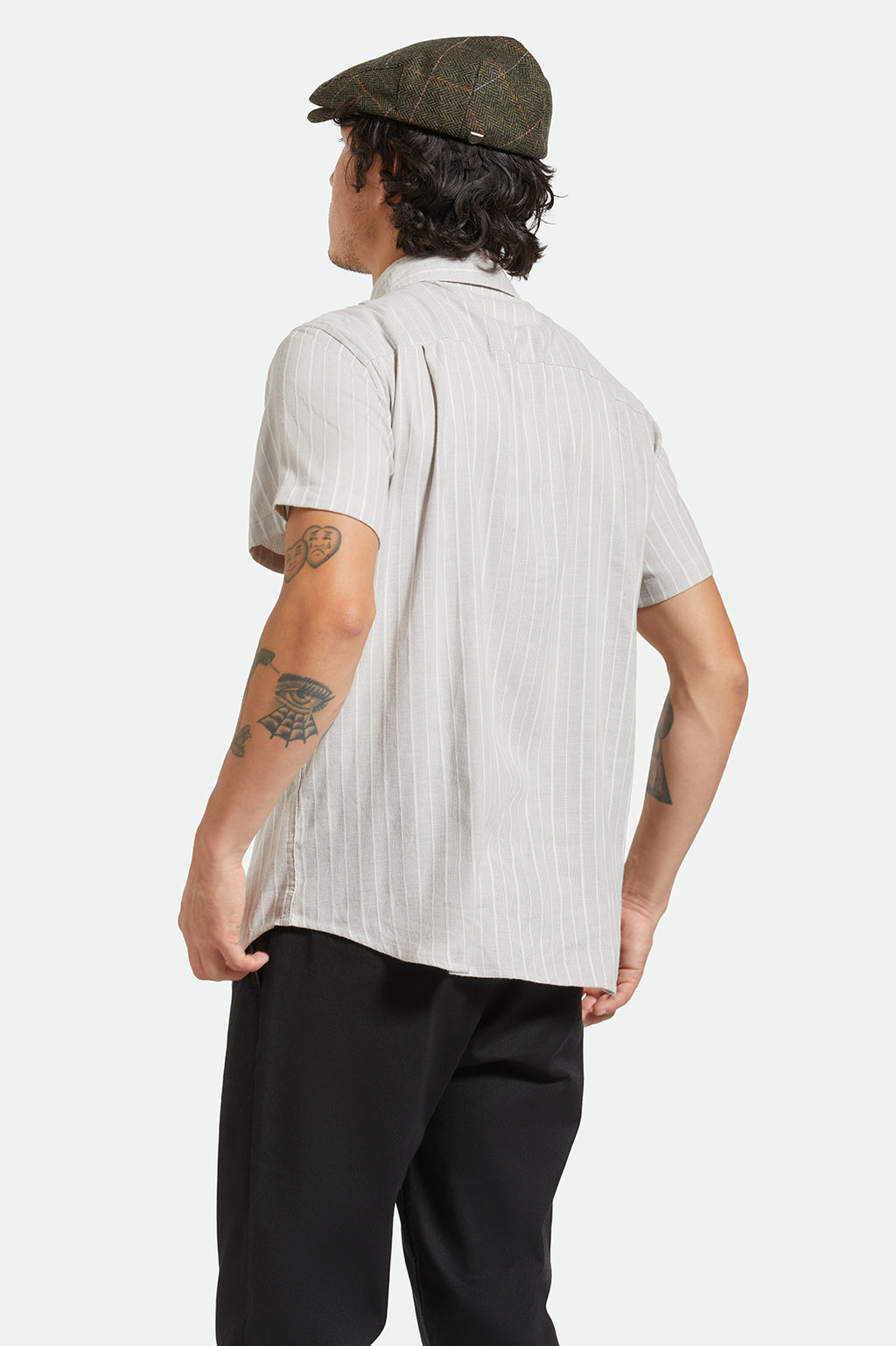 Brixton Charter Stripe S/S Wvn in OFF WHITE/CINDER GREY