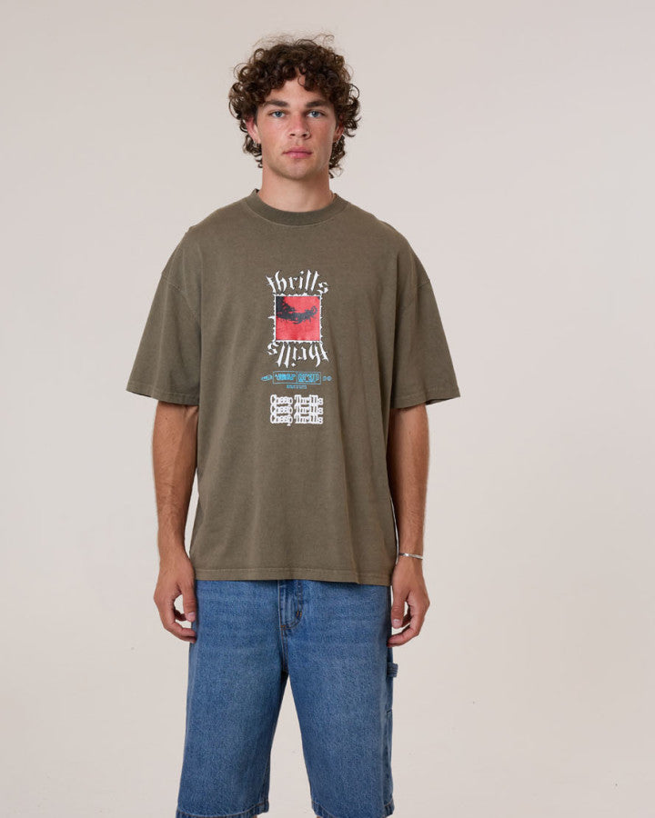 Thrills Cheap Thrills Box Fit Oversize Tee - Tarmac in Tarmac