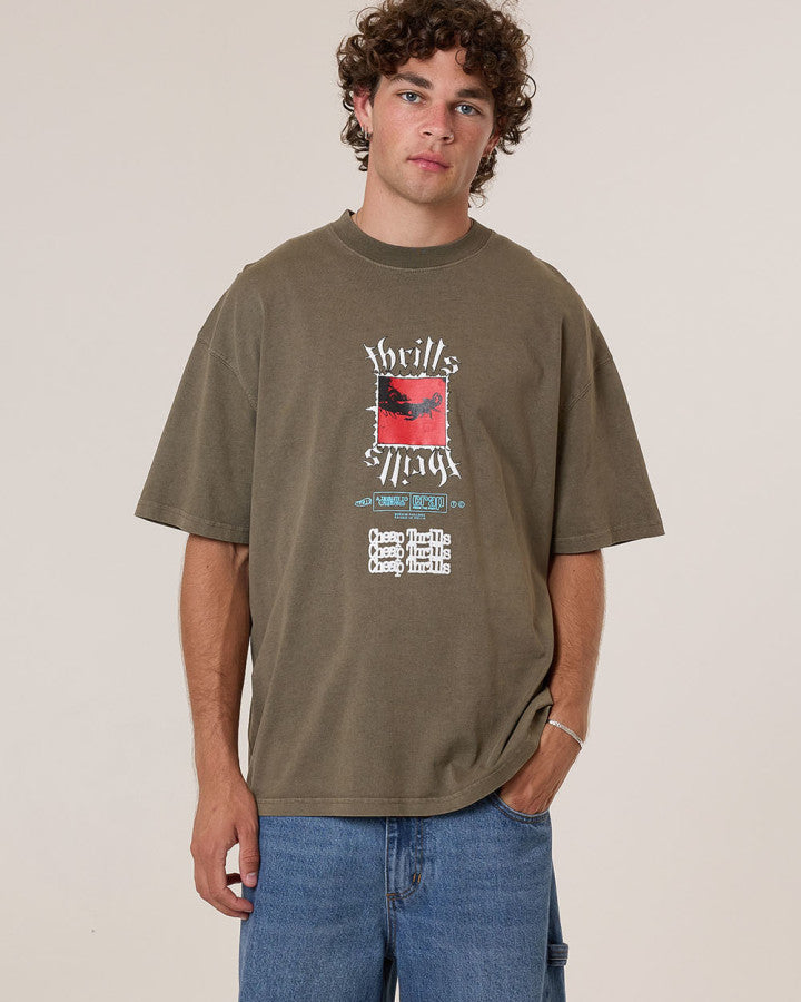 Thrills Cheap Thrills Box Fit Oversize Tee - Tarmac in Tarmac