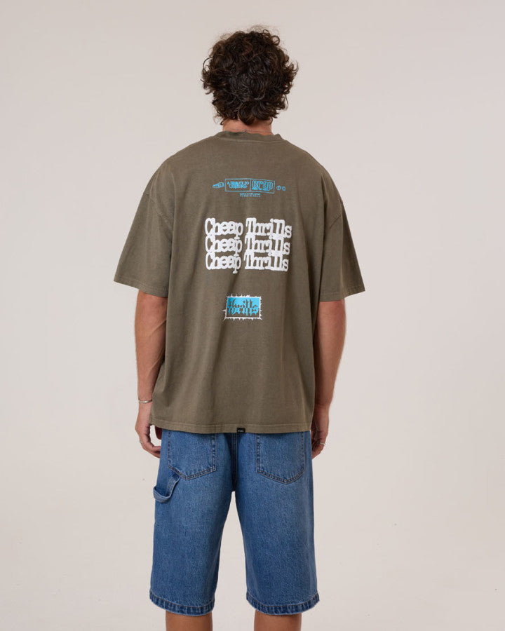 Thrills Cheap Thrills Box Fit Oversize Tee - Tarmac in Tarmac