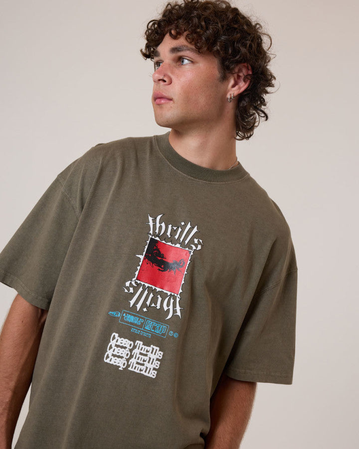 Thrills Cheap Thrills Box Fit Oversize Tee - Tarmac in Tarmac