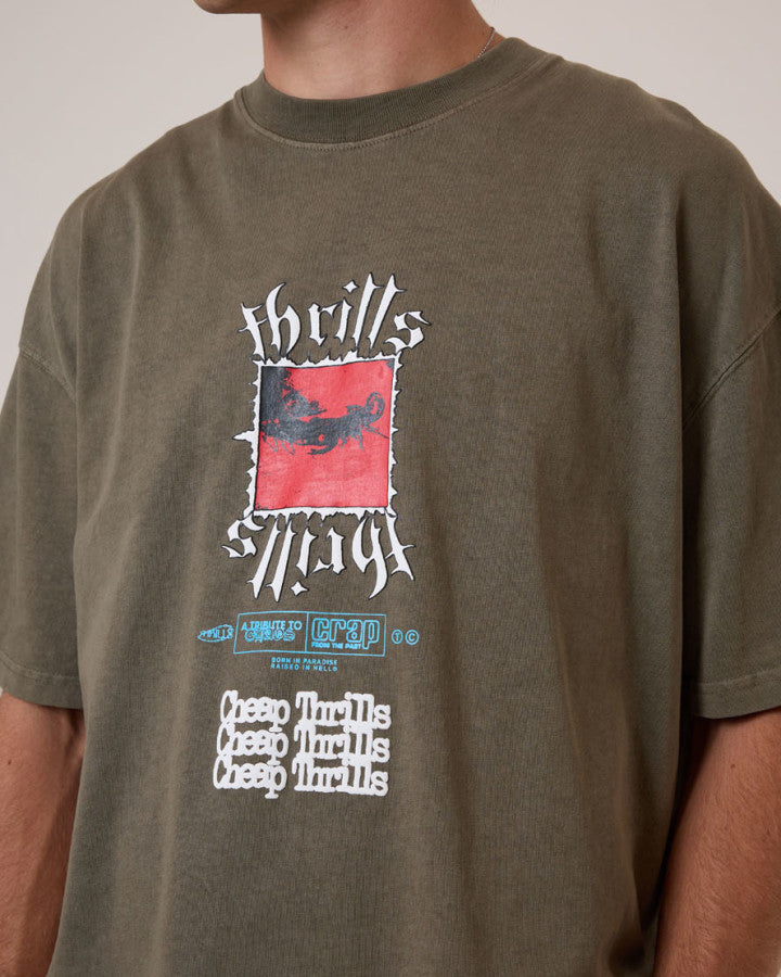 Thrills Cheap Thrills Box Fit Oversize Tee - Tarmac in Tarmac