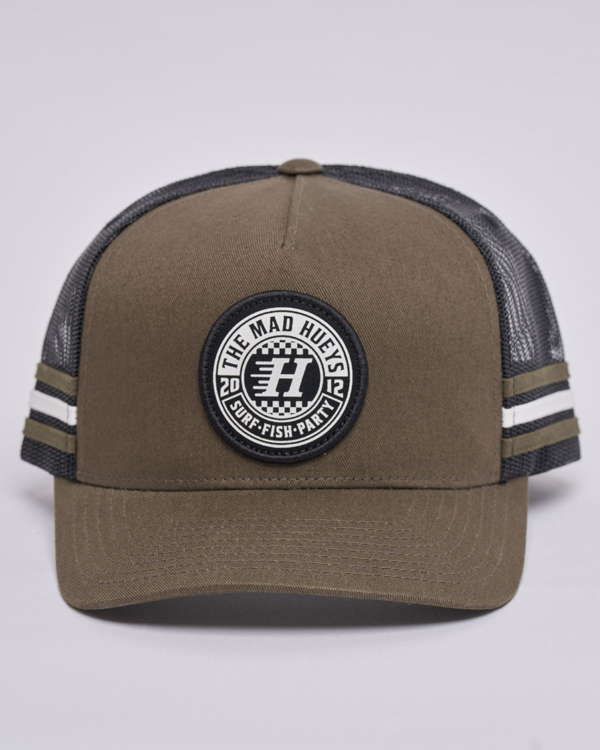 The Mad Hueys Checker Hueys | Twill Trucker in OLIVE