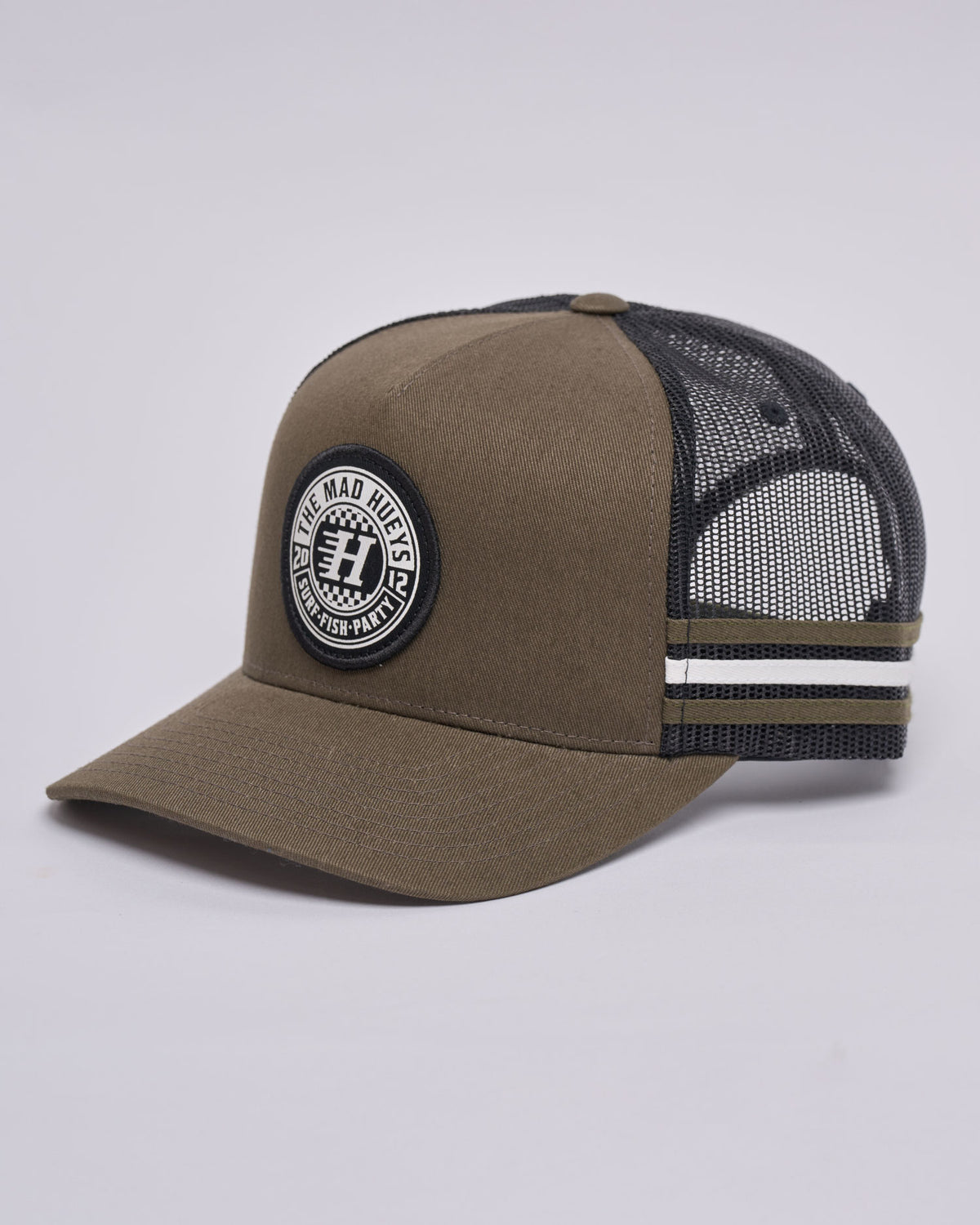 The Mad Hueys Checker Hueys | Twill Trucker in OLIVE