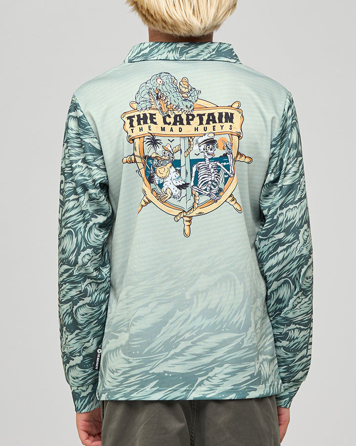 The Mad Hueys Croc Captain | Youth Upf 50+ Fishing Jersey - Faded Dust in FADED DUST