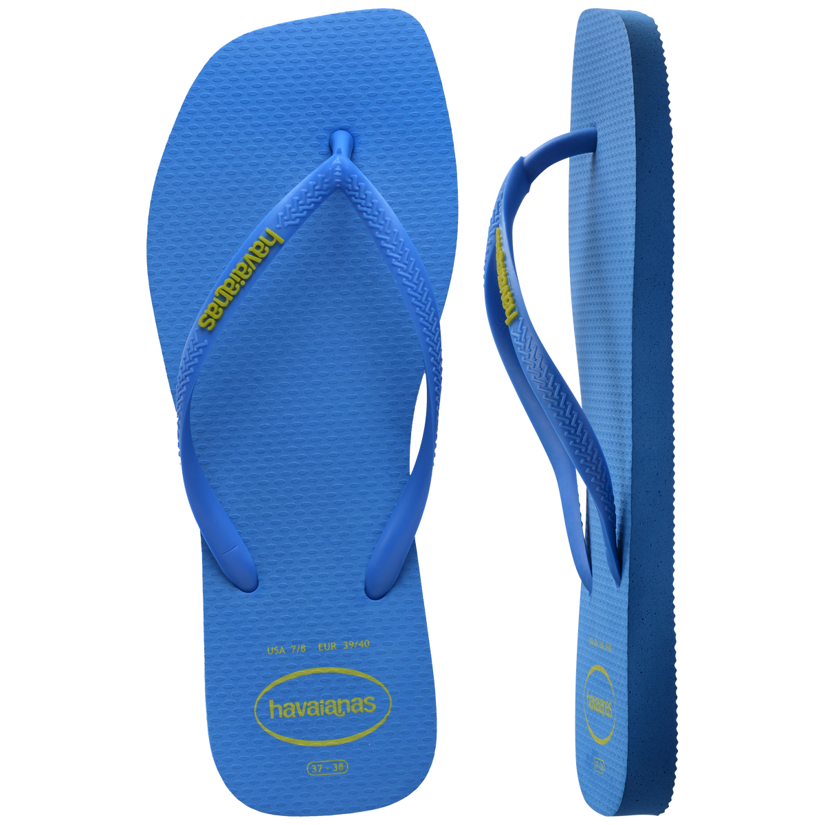 Havaianas Slim Square Logo Pop Up Brilliant Blue in Brilliant Blue