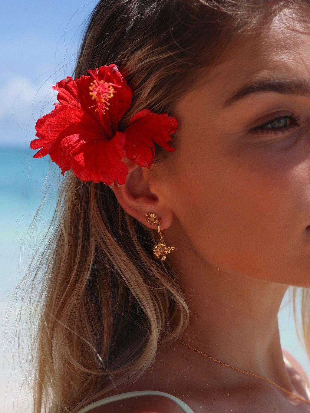 Malakai The Label Hibiscus Studs 18K Gold Vermeil in Default Title