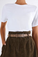 Billini HELENA BELT in FOSSIL SUEDE-SILVER