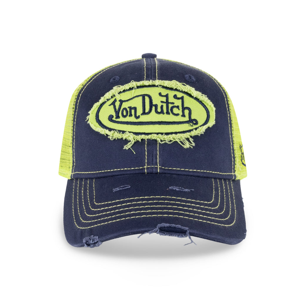 Von Dutch Twill Trucker Snapback Navy-Lime in Navy-lime